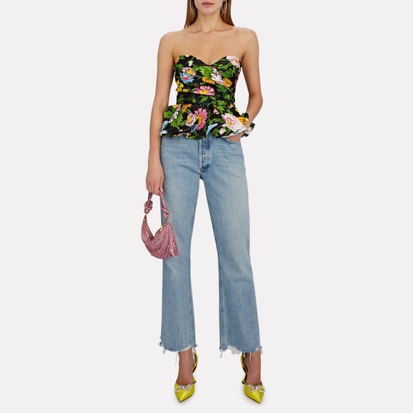 12. NWT RONNY KOBO TARA STRAPLESS FLORAL PEPLUM TOP - Picture 3 of 8